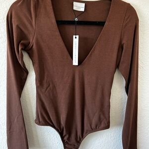 Women's Brown Long Sleeve Bodysuit